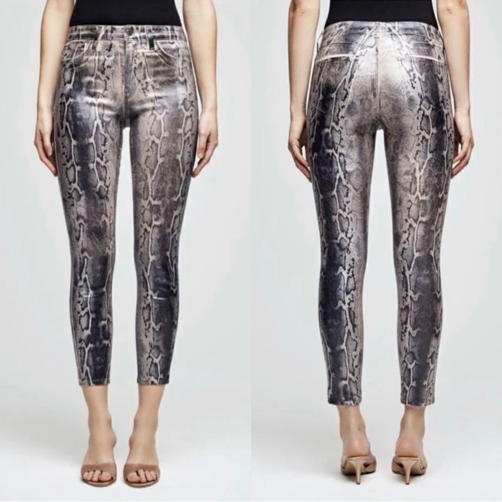 L'agence Women 30 Margot Jeans Petal Black High Rise Skinny Foil Snake Coated